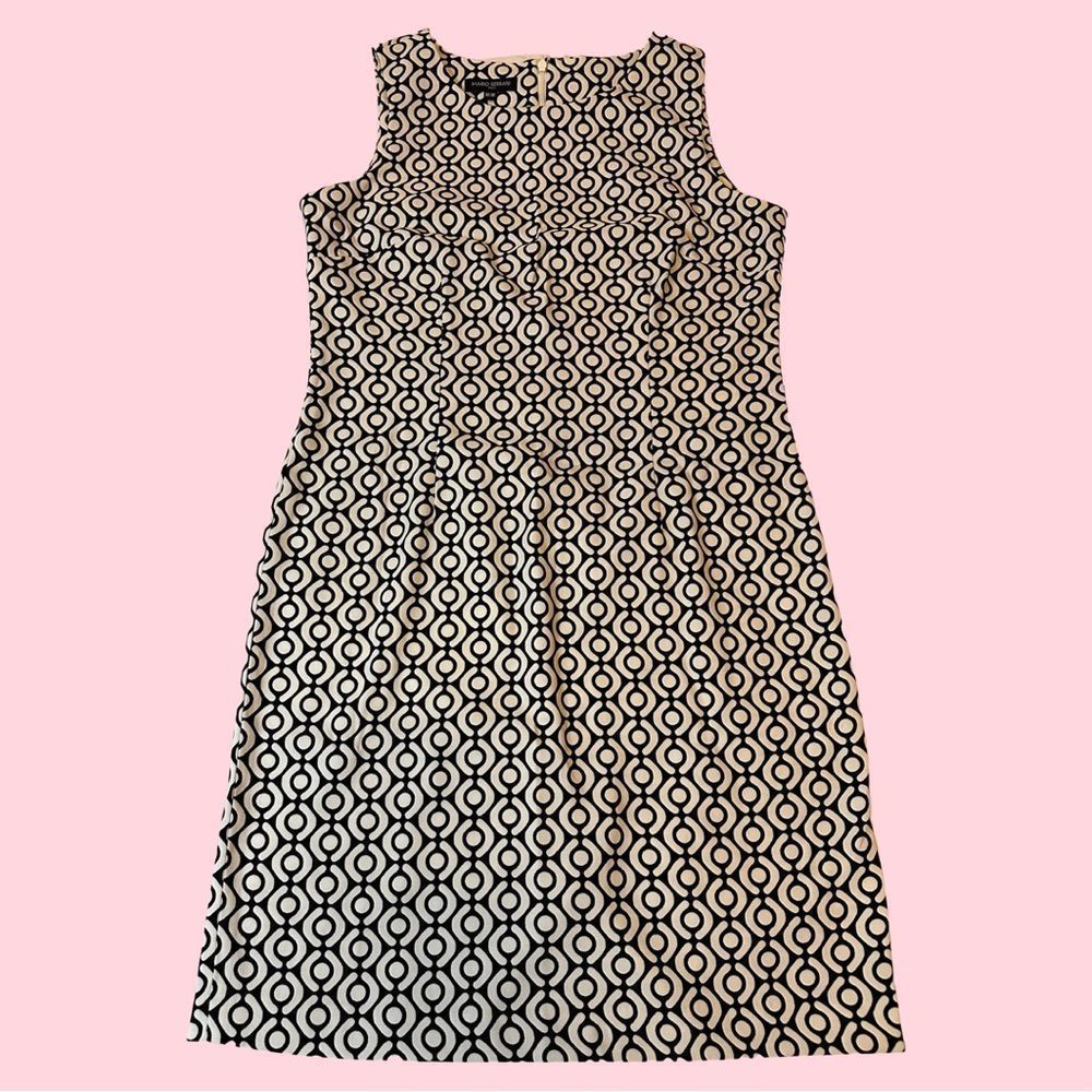 Mario Serrani women's sleeveless dress midi geometric print back slit sz medium